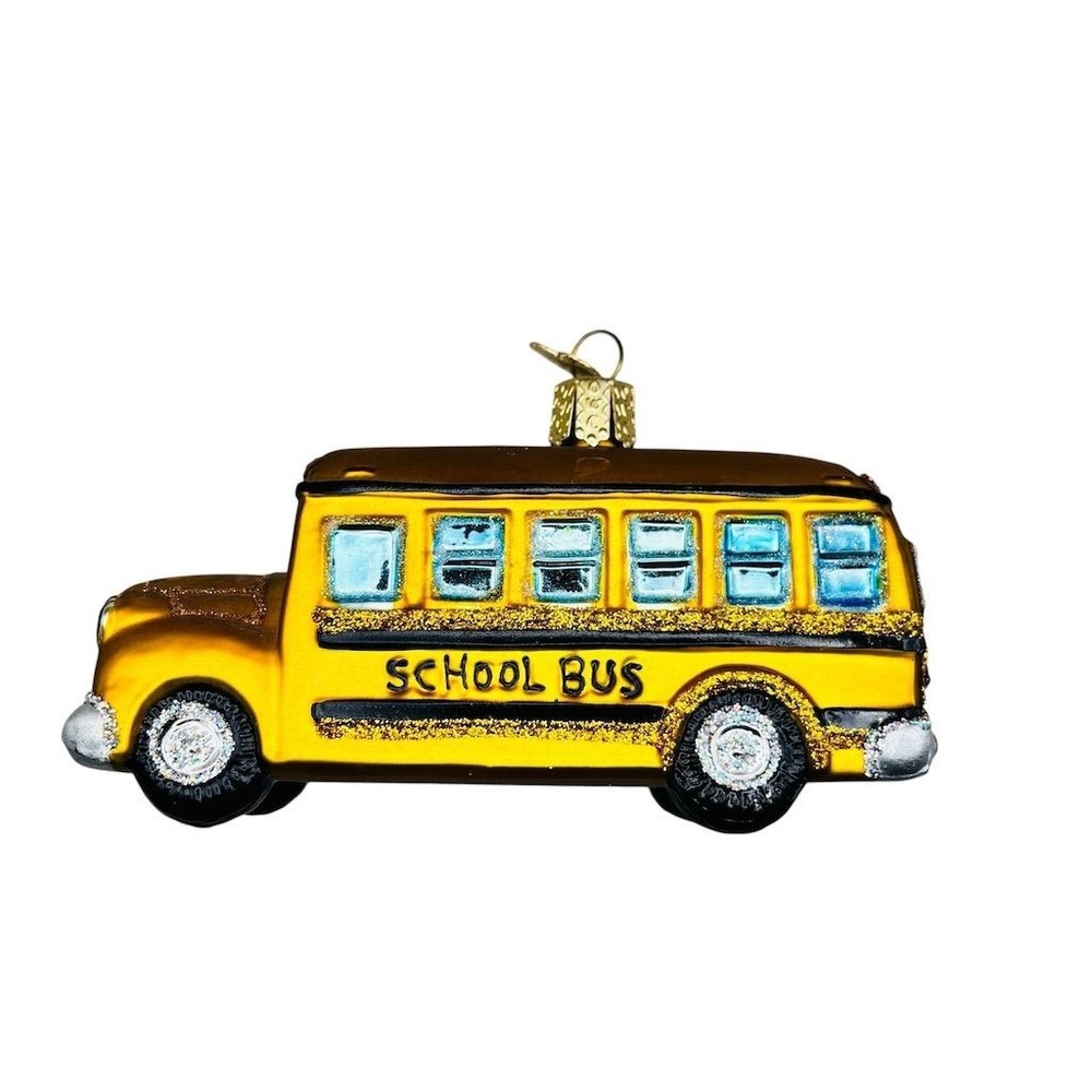 Old World Christmas Vintage Yellow School Bus‎ Glass Ornament